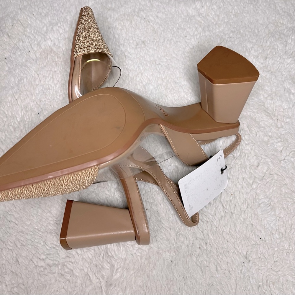 Zara nude/clear pvc straw detail slingback sandals size 6 - Picture 4 of 7